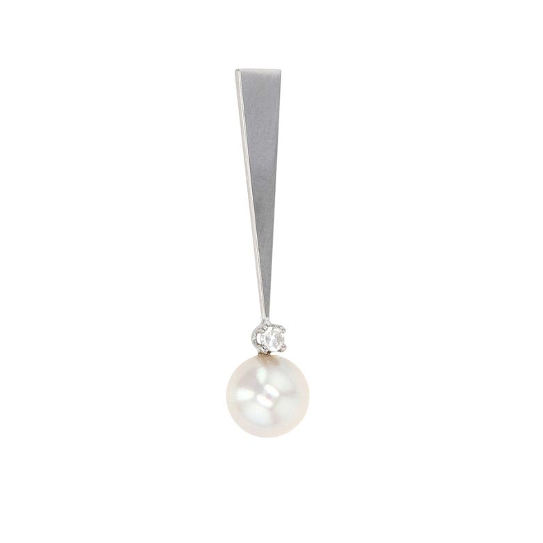 Pendentif diamant 0.03 carat et perle or blanc 1.30g Comme neuf -  reconditionné disponible sur Gemme Les Bijoux